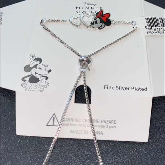 DISNEY Minnie Adjustable Silver Heart Bracelet - Picture 6 of 8